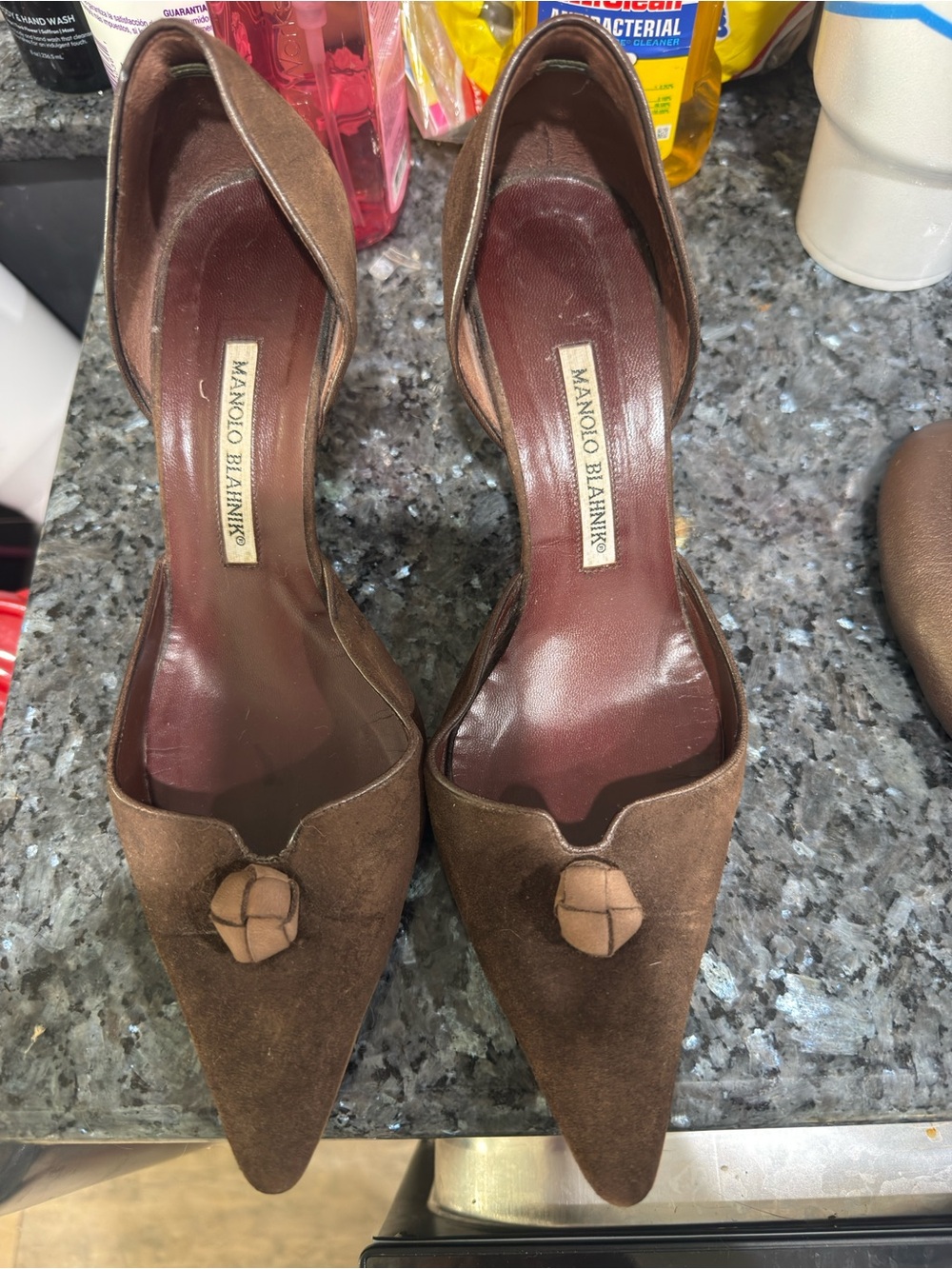 Manolo Blahnik Brown Suede Pointed-Toe Heels